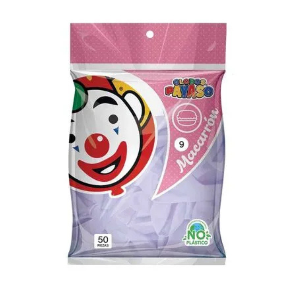 Globo Macarrón Uva N°9 50 piezas Payaso