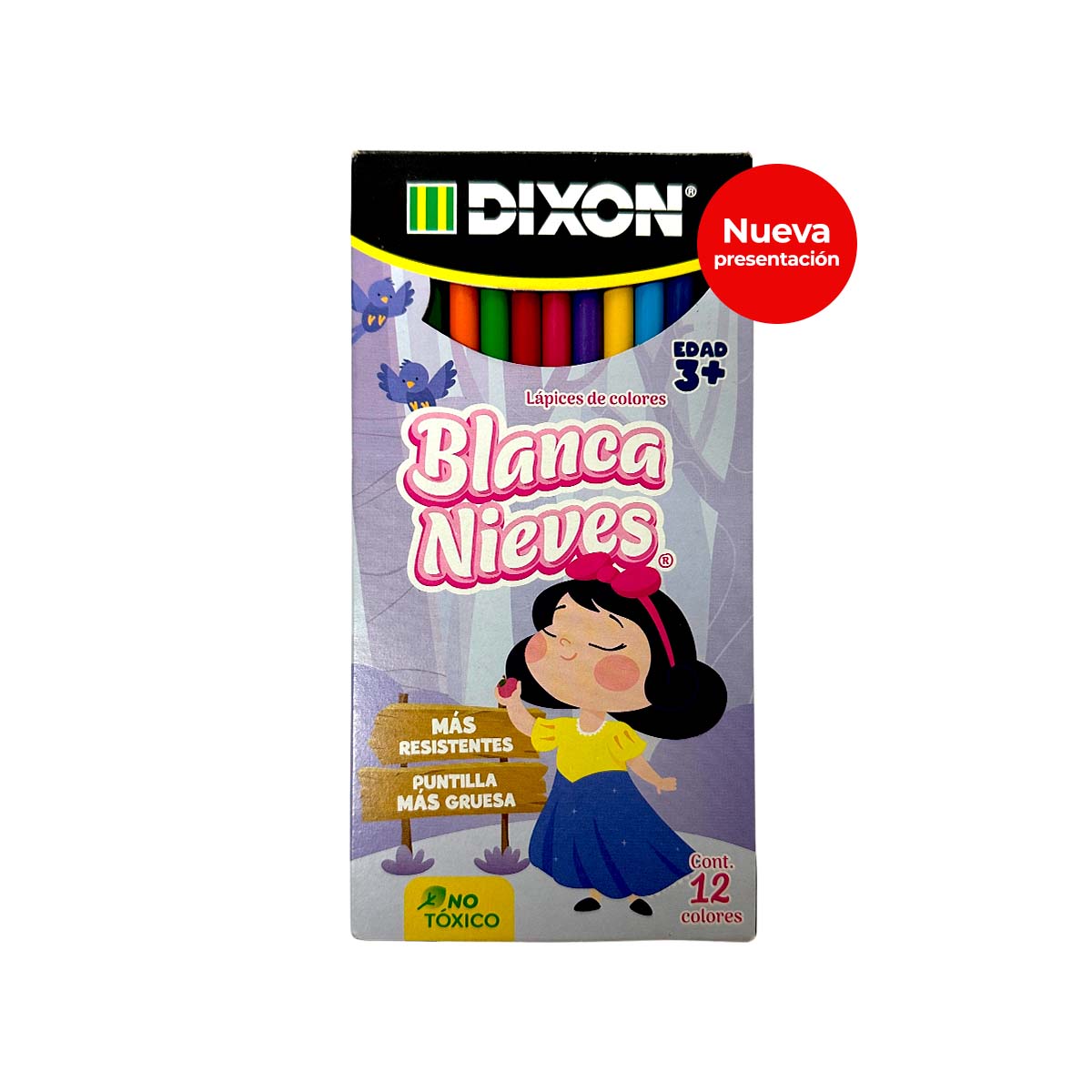 Colores Largos Redondos C/12 piezas Blanca Nieves Dixon