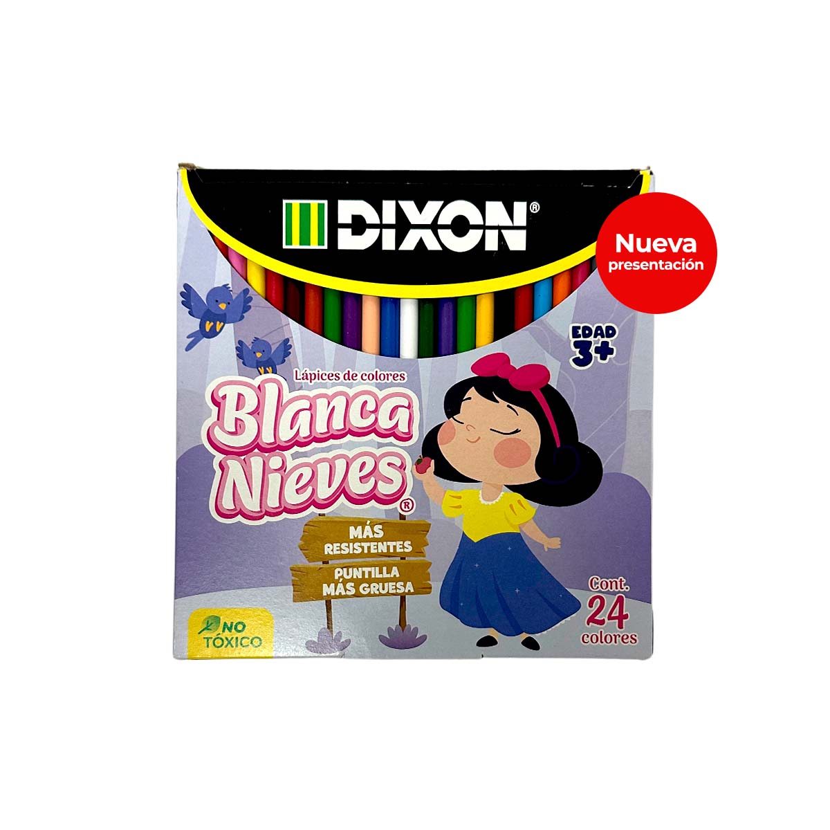 Colores Largos Redondos C/24 piezas Blanca Nieves Dixon