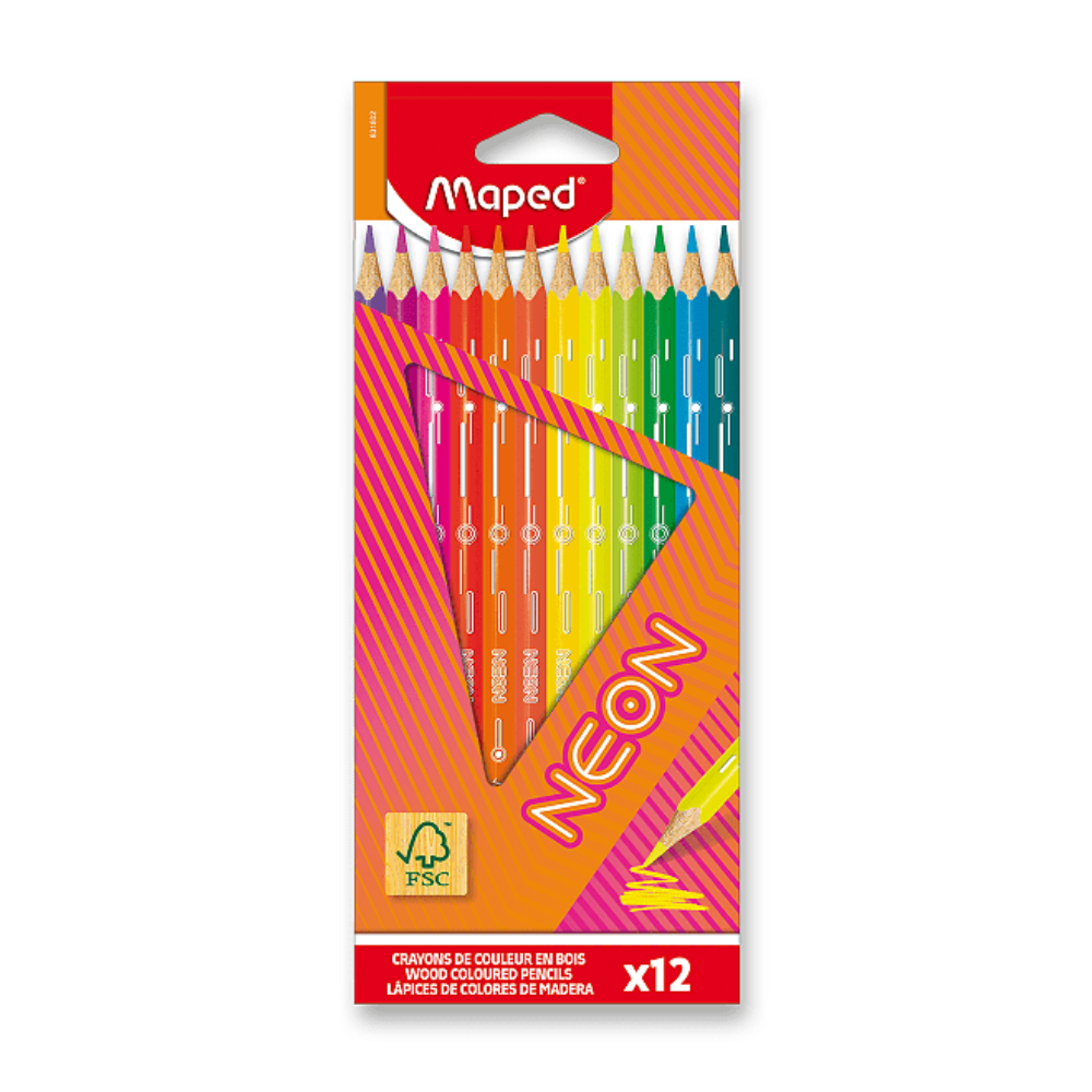 Colores Largos Redondos Neón 12 piezas Maped