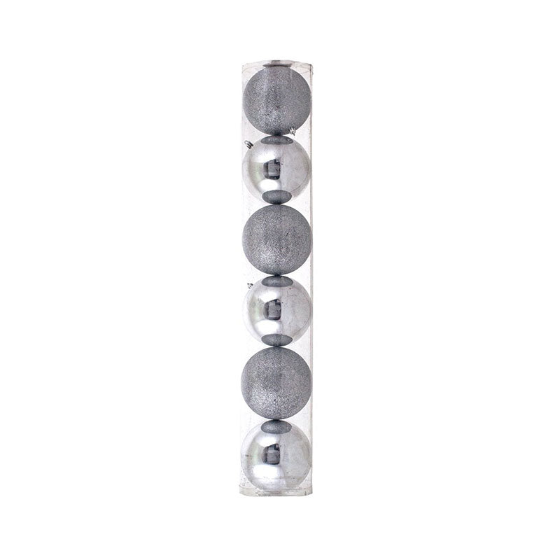 Esfera Navideña Metalizada Plata 6 cm No.4 Paquete 6 piezas Naviplastic