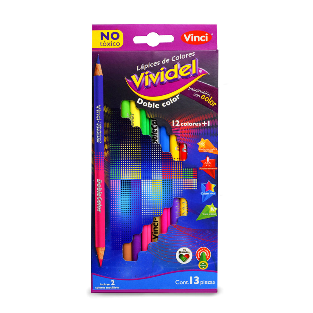 Colores Largos Redondos Dobles 12 Colores Vividel Dixon