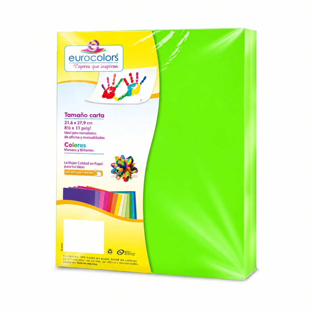 Papel Bond Carta Verde Neon 100 hjs Eurocolor Arpapel