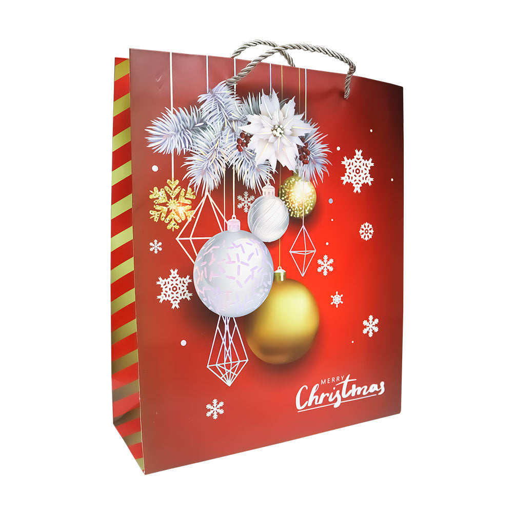 Bolsa de Regalo Navideña Roja Copos Nieve Varios Modelos 32 x 26 x 10 cm 1 pieza ITrade