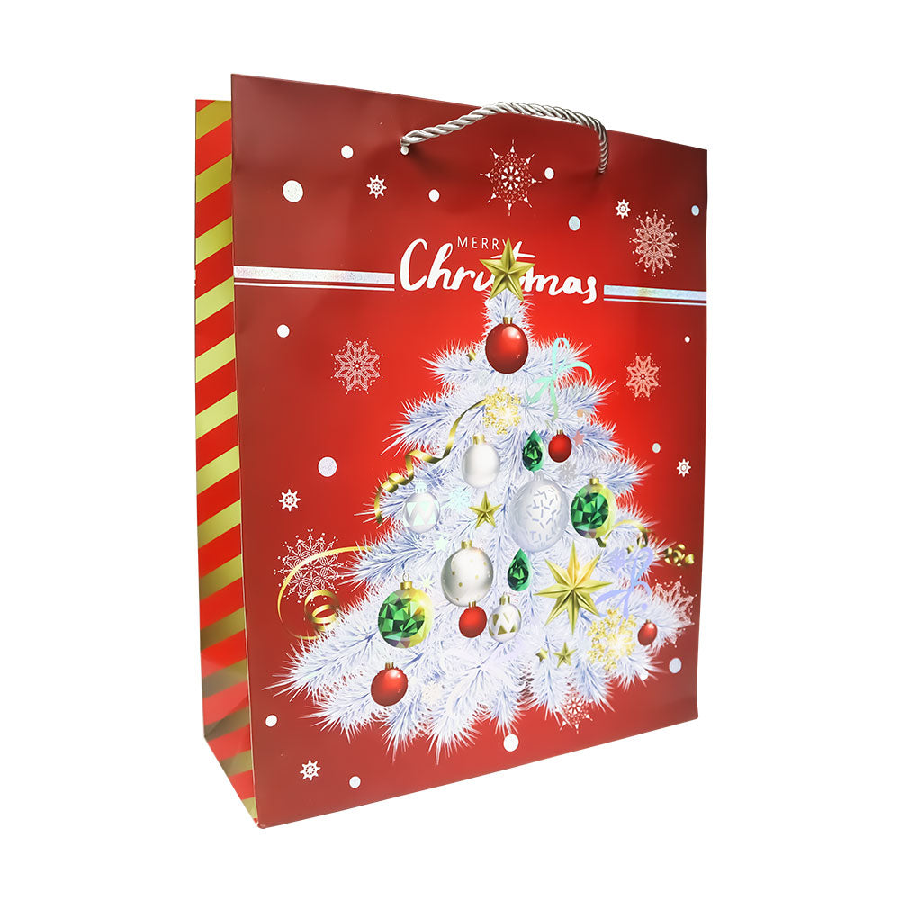 Bolsa de Regalo Navideña Roja Copos Nieve Varios Modelos 32 x 26 x 10 cm 1 pieza ITrade