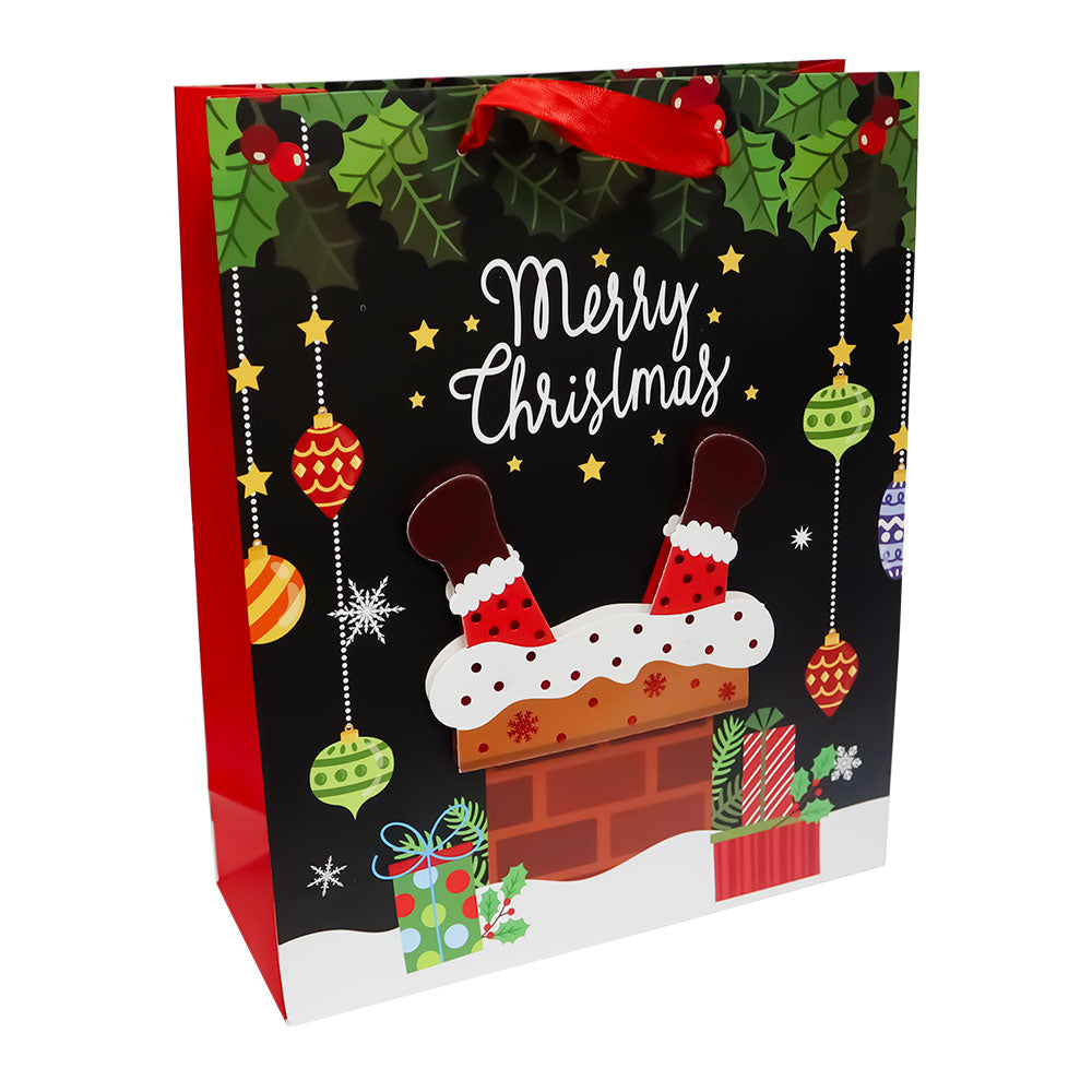 Bolsa de Regalo Navideño Negro Merry Christmas Varios Modelos 32 x 26 x 10 cm 1 pieza ITrade