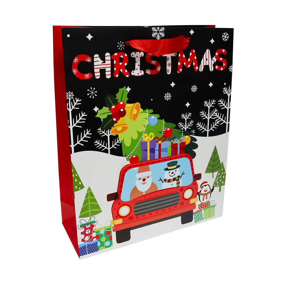 Bolsa de Regalo Navideño Negro Merry Christmas Varios Modelos 32 x 26 x 10 cm 1 pieza ITrade