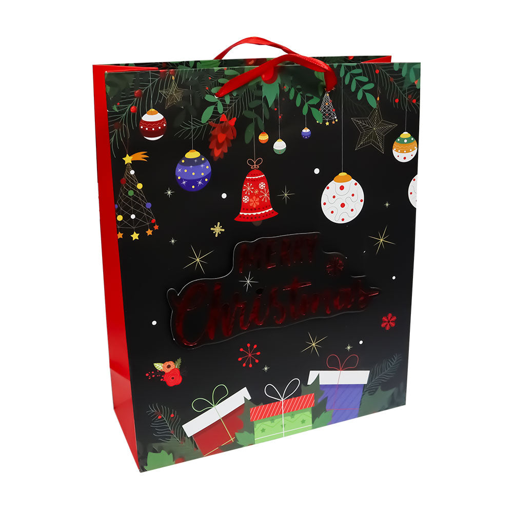Bolsa de Regalo Navideño Negro Merry Christmas Varios Modelos 32 x 26 x 10 cm 1 pieza ITrade