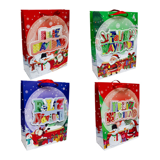 Bolsa de Regalo Navideña Esferas Feliz Navidad Varios Modelos 32 x 26 x 10 cm 1 pieza ITrade