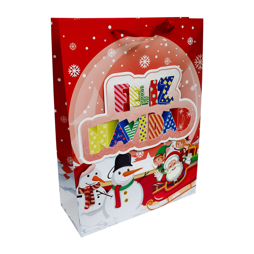 Bolsa de Regalo Navideña Esferas Feliz Navidad Varios Modelos 32 x 26 x 10 cm 1 pieza ITrade