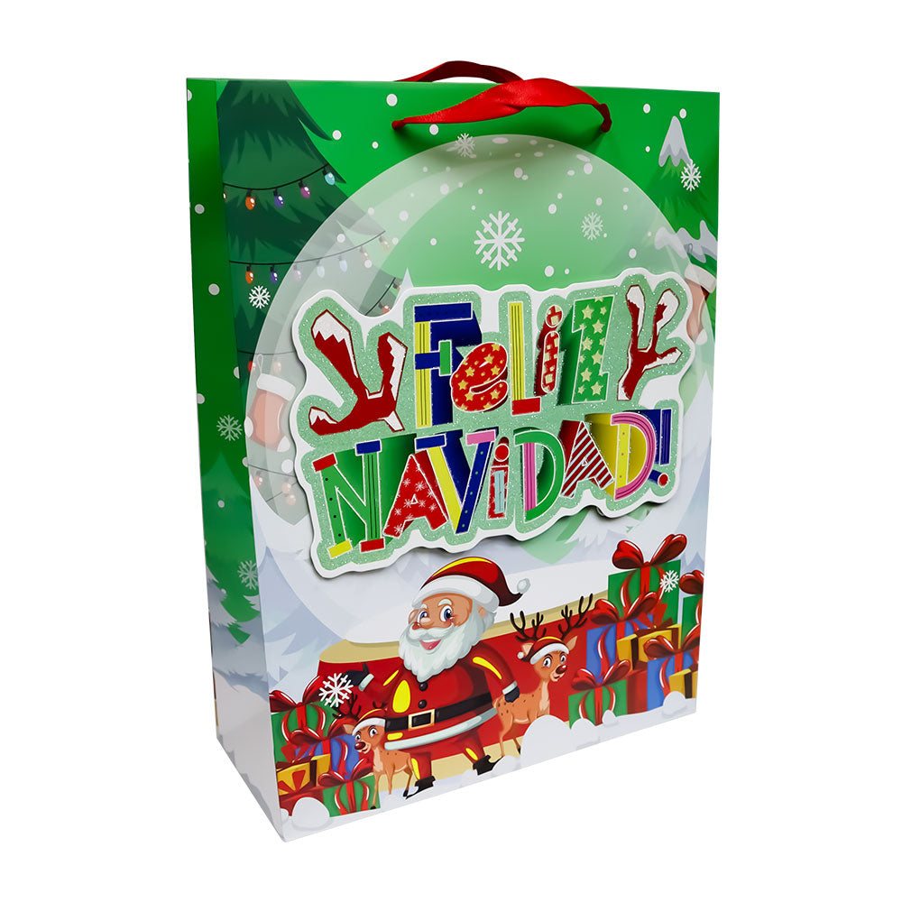 Bolsa de Regalo Navideña Esferas Feliz Navidad Varios Modelos 32 x 26 x 10 cm 1 pieza ITrade
