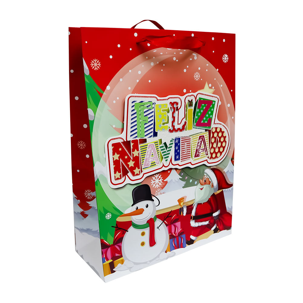 Bolsa de Regalo Navideña Esferas Feliz Navidad Varios Modelos 32 x 26 x 10 cm 1 pieza ITrade