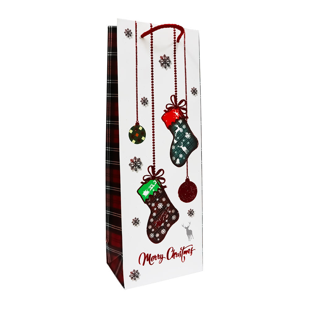 Bolsa de Regalo Navideño para Botella Merry Christmas 36 x 12.8 x 8.2 cm 1 pieza ITrade