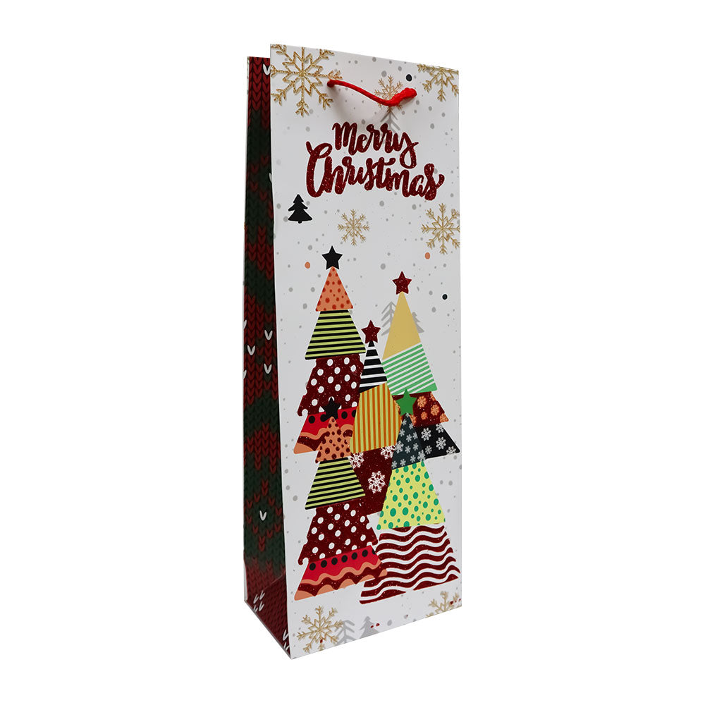 Bolsa de Regalo Navideño para Botella Merry Christmas 36 x 12.8 x 8.2 cm 1 pieza ITrade