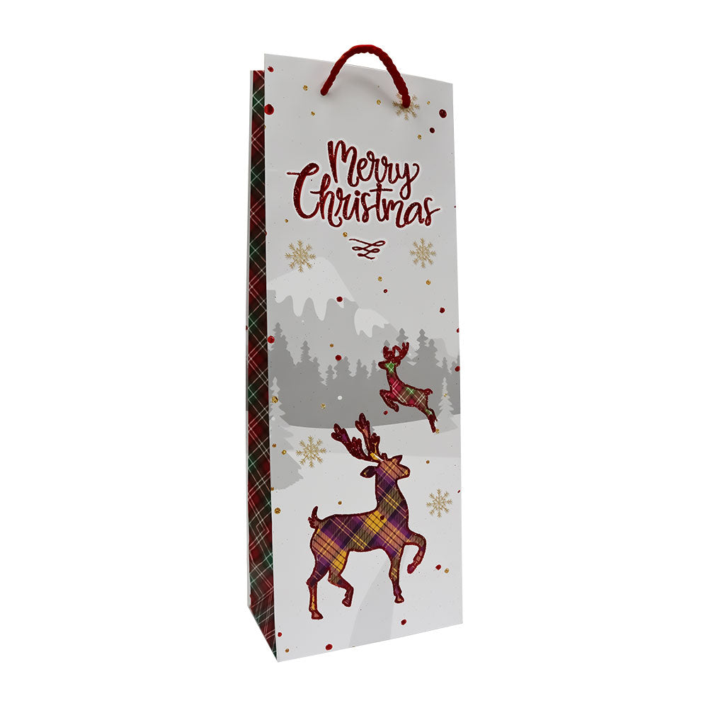 Bolsa de Regalo Navideño para Botella Merry Christmas 36 x 12.8 x 8.2 cm 1 pieza ITrade