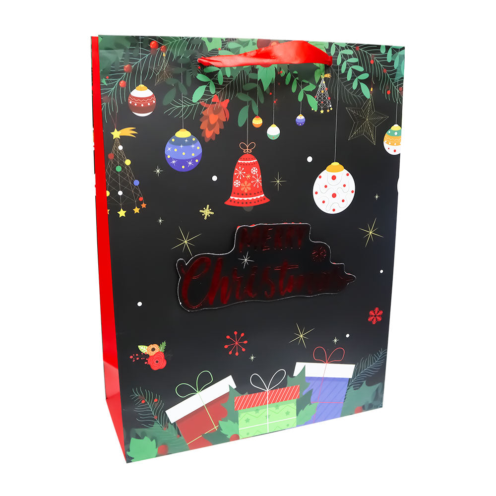 Bolsa de Regalo Navideño Negro Merry Christmas Varios Modelos 40 x 30 x 12 cm 1 pieza ITrade