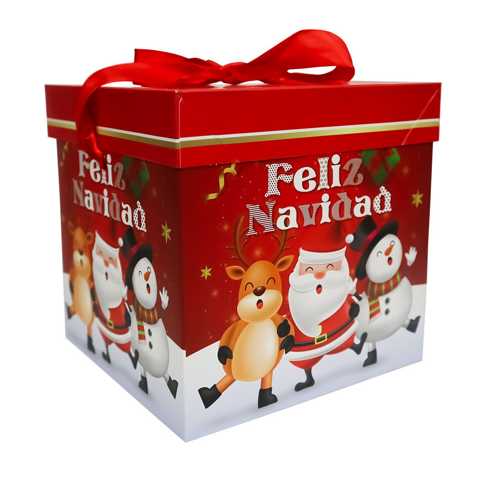 Caja de Regalo Roja Personajes Navideños 15 x 15 x 15 cm Varios Modelos 1 pieza ITrade