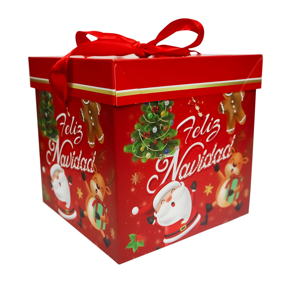Caja de Regalo Roja Personajes Navideños 15 x 15 x 15 cm Varios Modelos 1 pieza ITrade