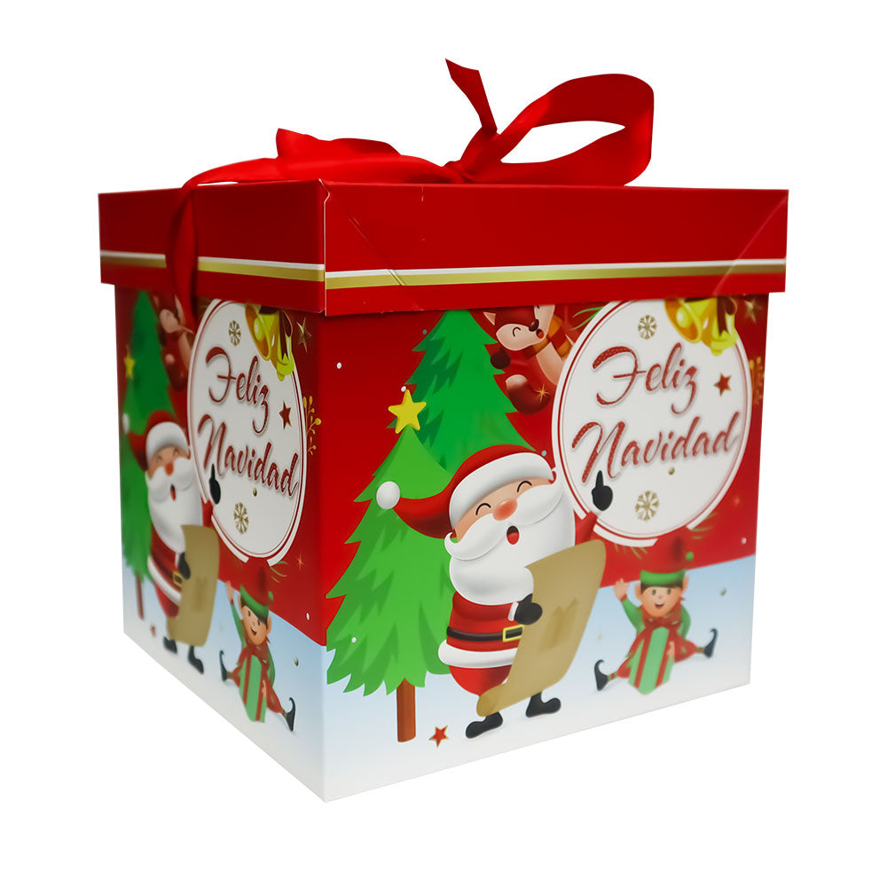 Caja de Regalo Roja Personajes Navideños 15 x 15 x 15 cm Varios Modelos 1 pieza ITrade