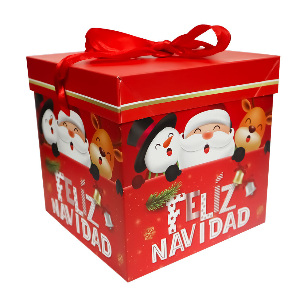 Caja de Regalo Roja Personajes Navideños 15 x 15 x 15 cm Varios Modelos 1 pieza ITrade