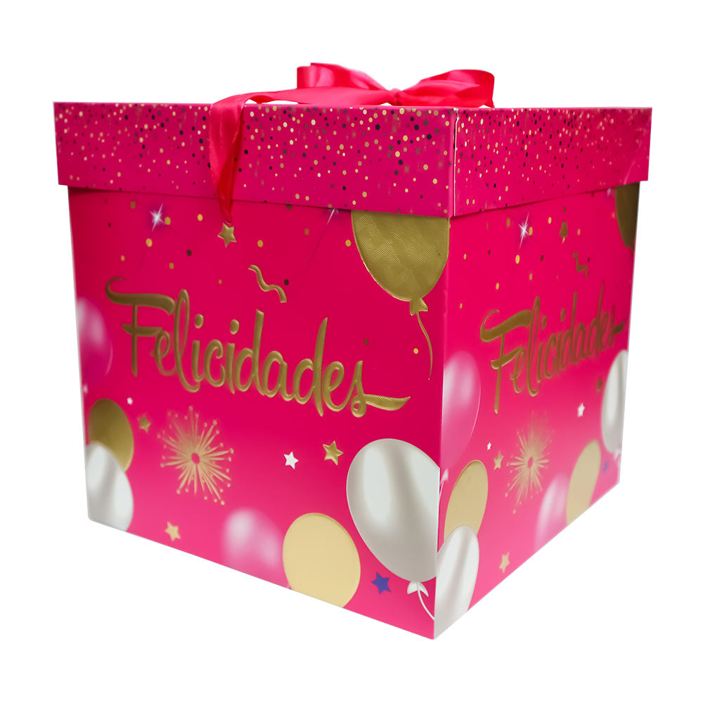 Caja de Regalo Feliz Cumpleaños Globos 22 x 22 x 22 cm Varios Modelos 1 pieza ITrade