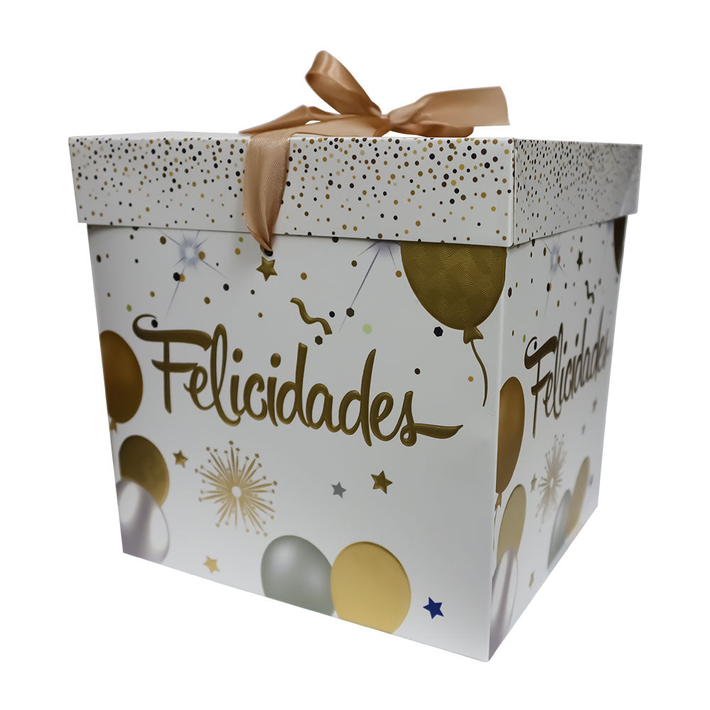 Caja de Regalo Feliz Cumpleaños Globos 22 x 22 x 22 cm Varios Modelos 1 pieza ITrade