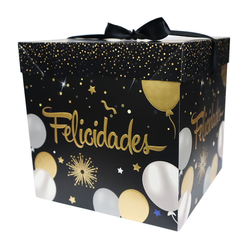 Caja de Regalo Feliz Cumpleaños Globos 22 x 22 x 22 cm Varios Modelos 1 pieza ITrade