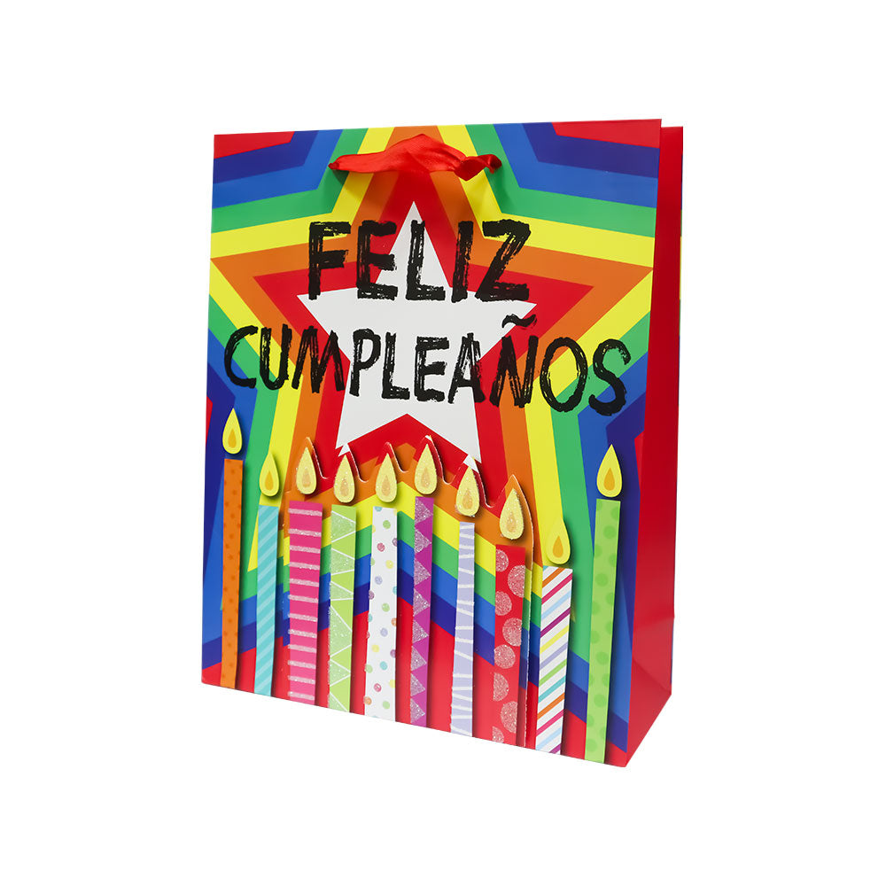 Bolsa de Regalo Feliz Cumpleaños Arcoiris 32 x 16 x 10 cm Varios Modelos 1 pieza ITrade