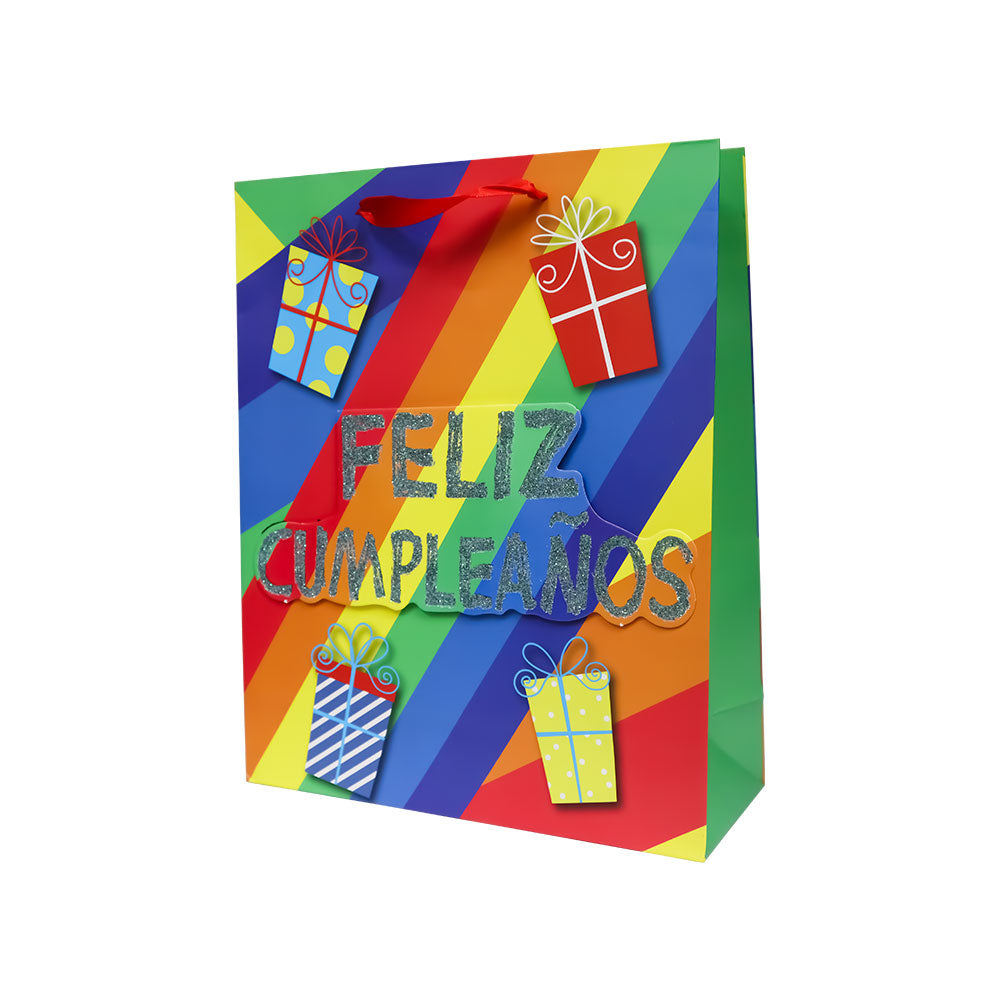 Bolsa de Regalo Feliz Cumpleaños Arcoiris 32 x 16 x 10 cm Varios Modelos 1 pieza ITrade