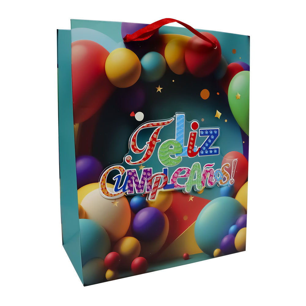 Bolsa de Regalo Feliz Cumpleaños con Relieve 23.5 x 19.5 x 8 cm Varios Modelos 1 pieza ITrade