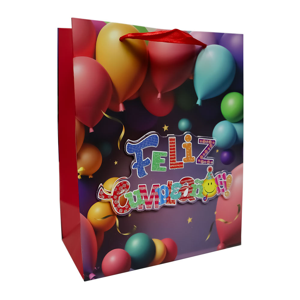 Bolsa de Regalo Feliz Cumpleaños con Relieve 23.5 x 19.5 x 8 cm Varios Modelos 1 pieza ITrade