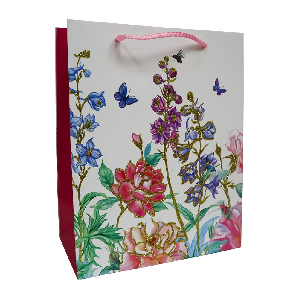 Bolsas de Regalo Blanca San Valentín con Flores 23.5 x 19.5 x 8 cm 1 pieza ITrade