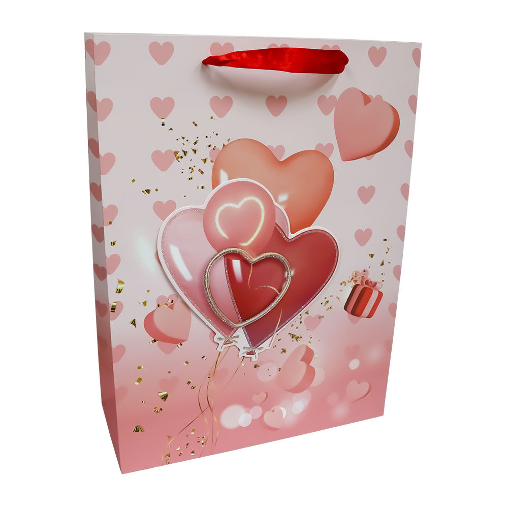 Bolsa de Regalo San Valentín Rosa con Corazones 40 x 30 x 12 cm 1 pieza ITrade
