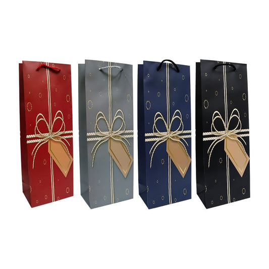 Bolsa de Regalo para Botella con Moño Dorado 6 x 12.8 x 8.2 cm Varios Colores 1 pieza ITrade