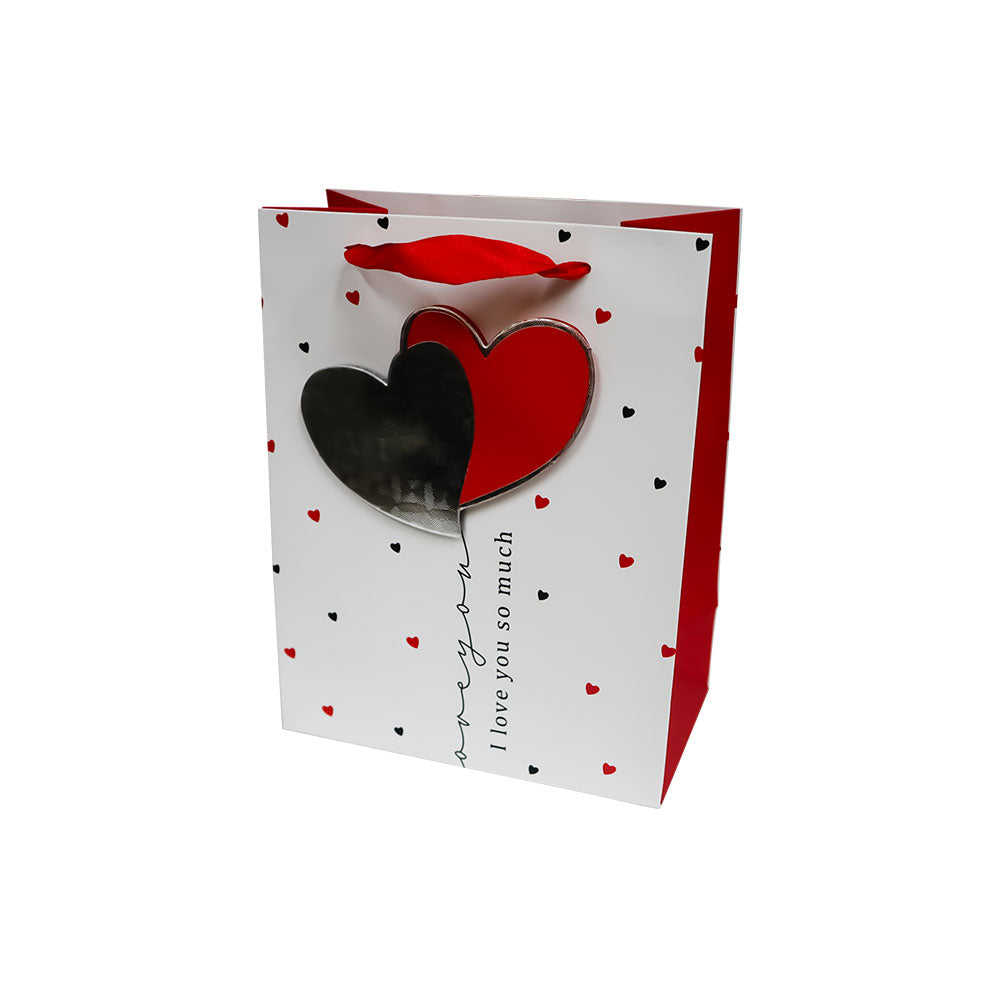 Bolsa de Regalo San Valentín Love con Relieve Metálico 23 x 18 x 10 cm 1 pieza ITrade