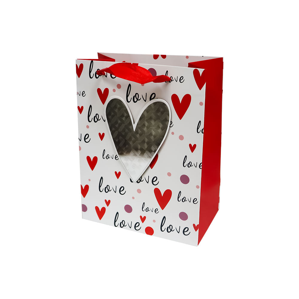 Bolsa de Regalo San Valentín Love con Relieve Metálico 23 x 18 x 10 cm 1 pieza ITrade