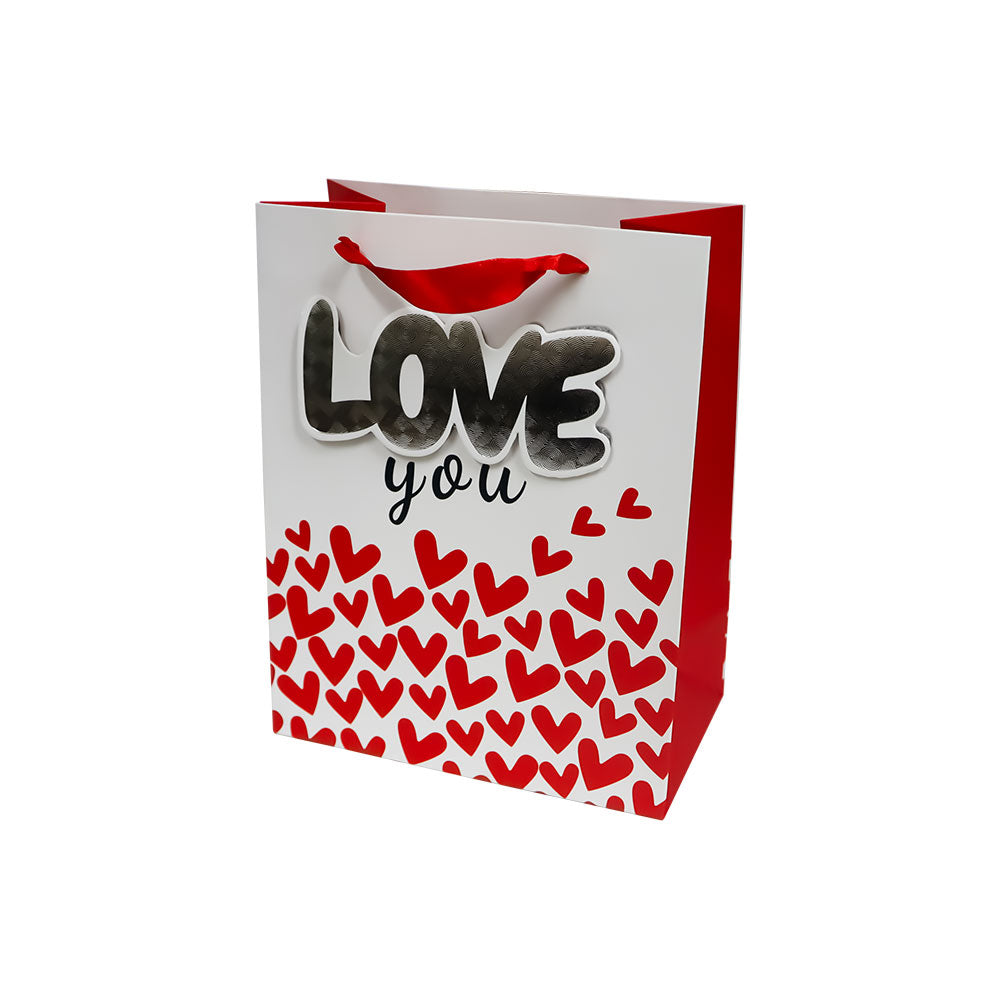 Bolsa de Regalo San Valentín Love con Relieve Metálico 23 x 18 x 10 cm 1 pieza ITrade