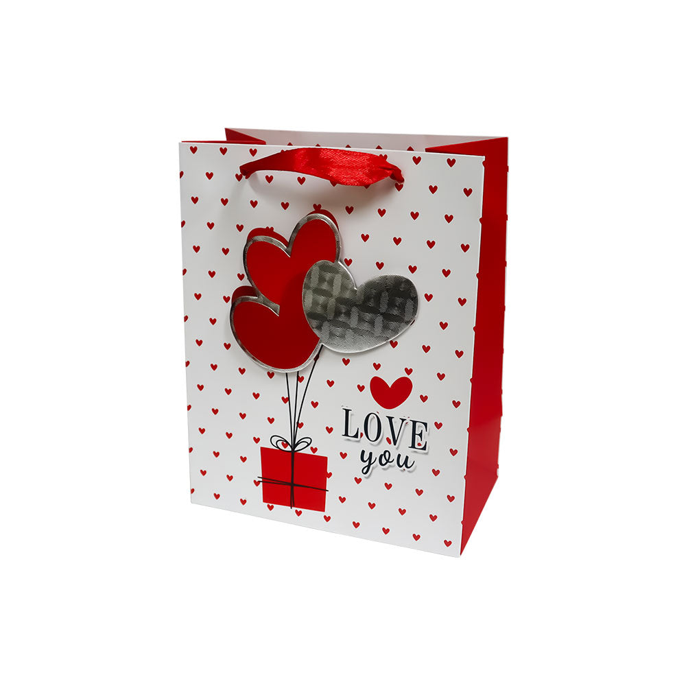 Bolsa de Regalo San Valentín Love con Relieve Metálico 23 x 18 x 10 cm 1 pieza ITrade
