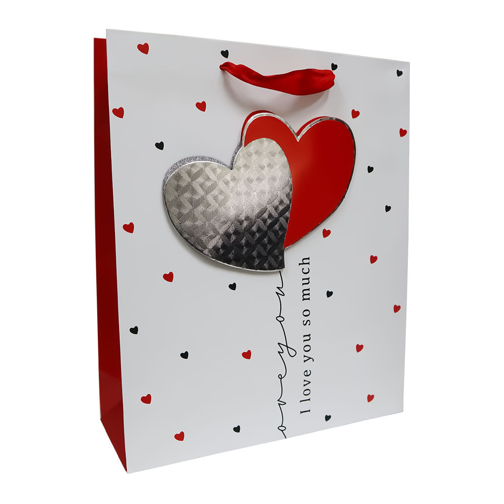 Bolsa de Regalo San Valentín Love con Relieve Metálico 32 x 26 x 10 cm 1 pieza ITrade