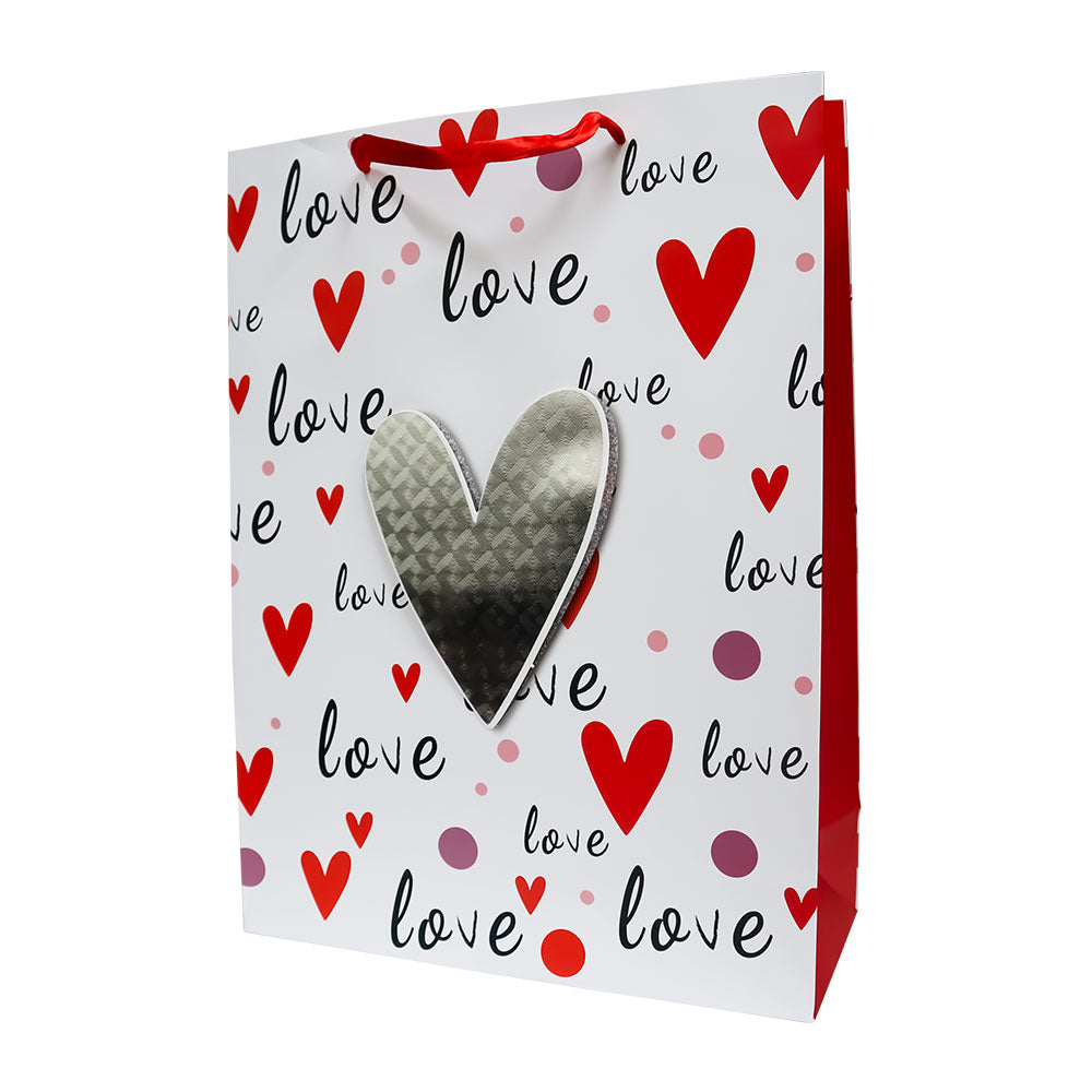 Bolsa de Regalo San Valentín Love con Relieve Metálico 40 x 30 x 12 cm 1 pieza ITrade