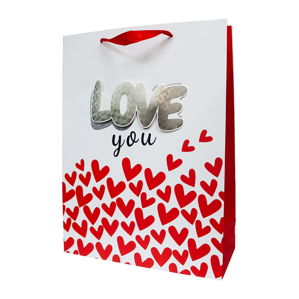 Bolsa de Regalo San Valentín Love con Relieve Metálico 40 x 30 x 12 cm 1 pieza ITrade