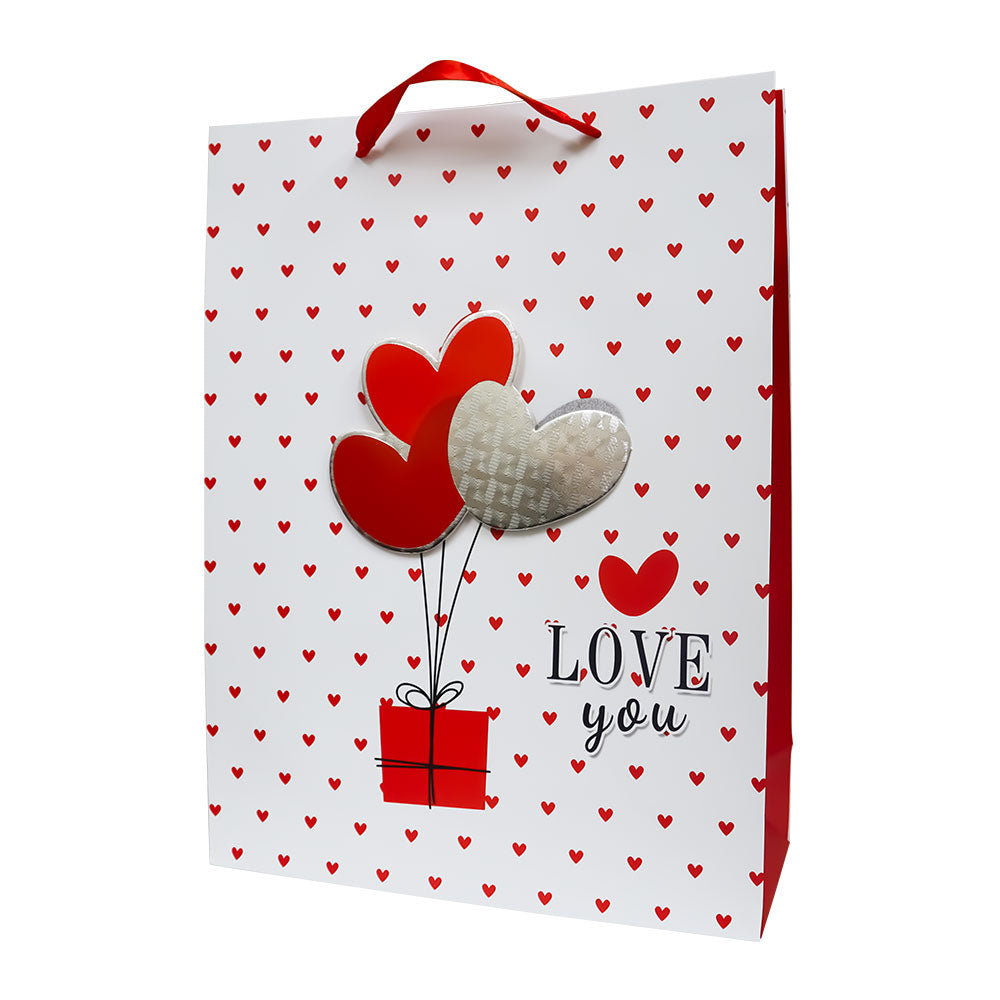 Bolsa de Regalo San Valentín Love con Relieve Metálico 40 x 30 x 12 cm 1 pieza ITrade