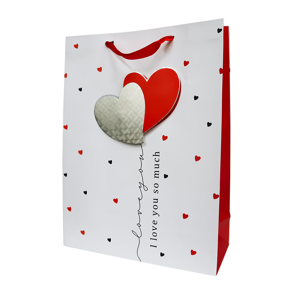 Bolsa de Regalo San Valentín Love con Relieve Metálico 40 x 30 x 12 cm 1 pieza ITrade