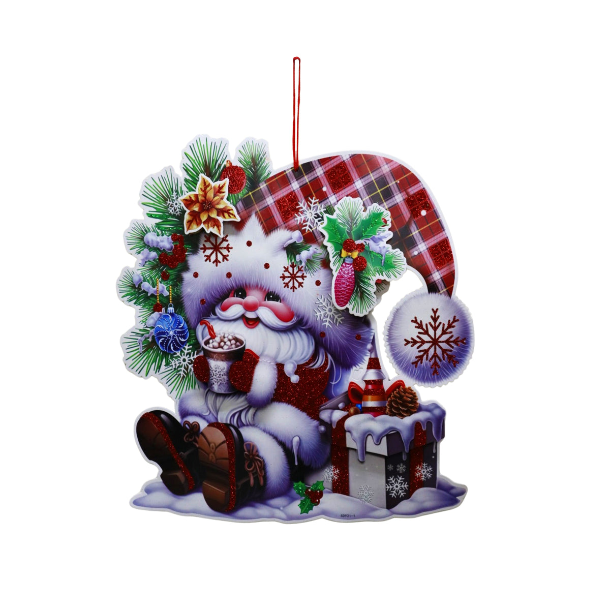 Adorno De Carton Navideño Santa con Regalo 43 X 39 cm Itrade