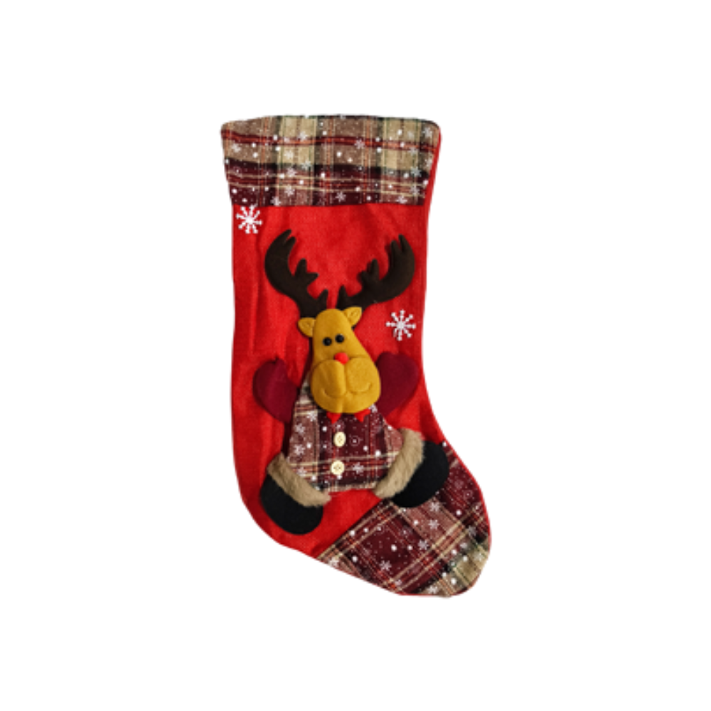 Bota Navideña Roja Cuadros Personajes Navideño Itrade