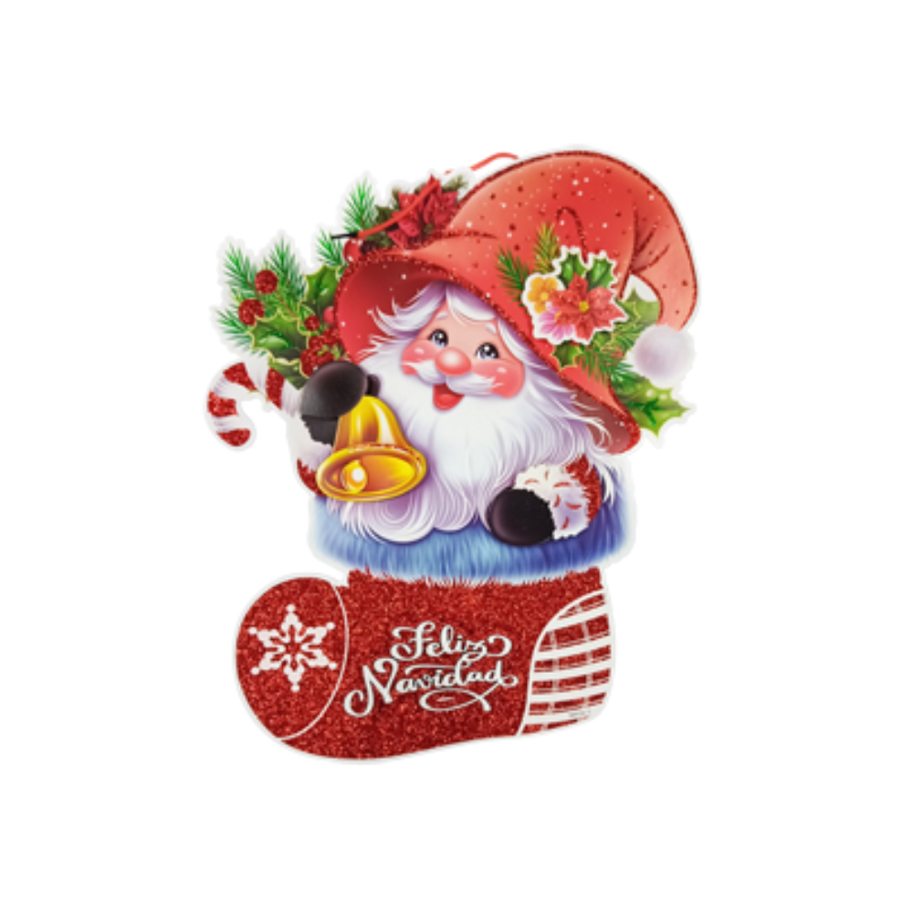 Adorno De Carton Navideño Santa con Bota 62 X 51 cm Itrade