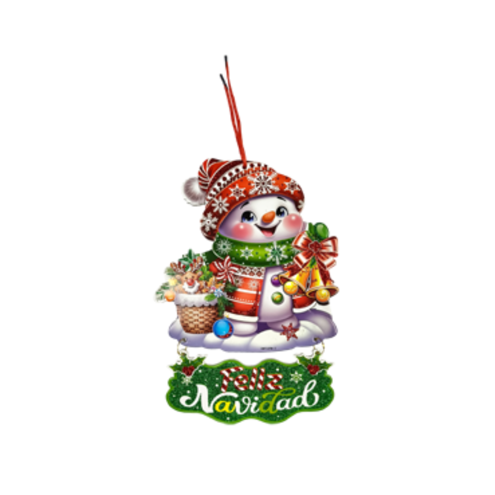Adorno De Carton Navideño Colgante Muñeco De Nieve 30 X 22 cm Itrade
