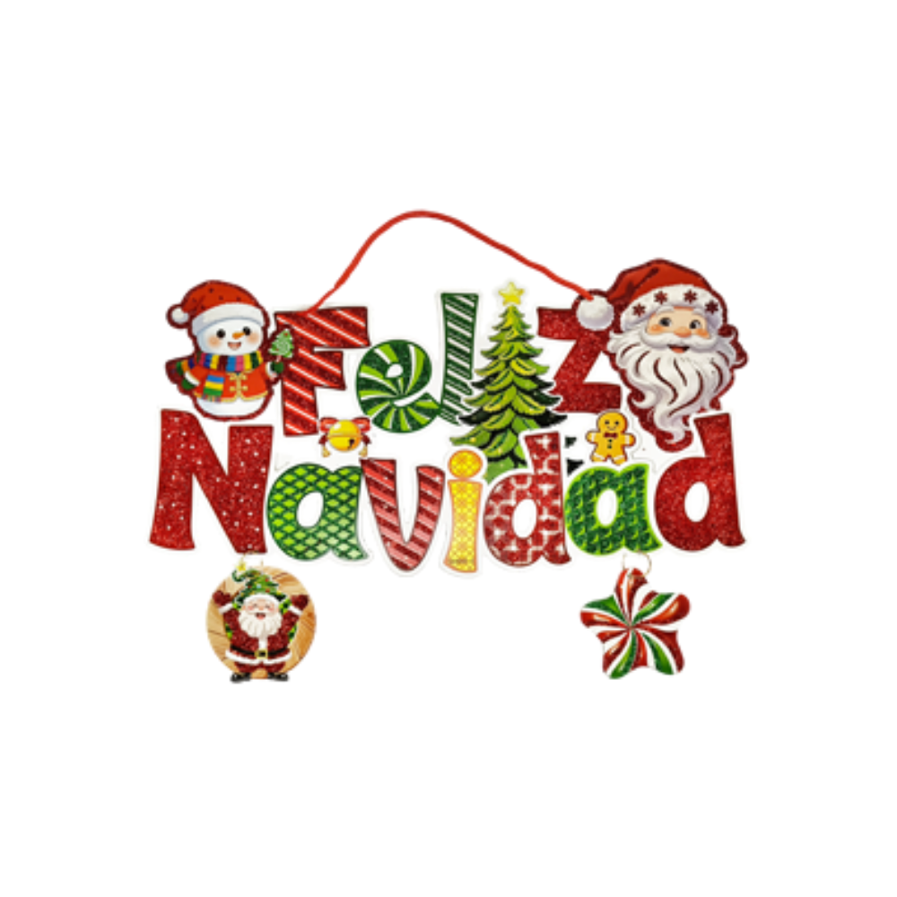 Adorno De Carton Navideño Colgante Letrero Feliz NavidadiDeño 41 X 28 cm Itrade