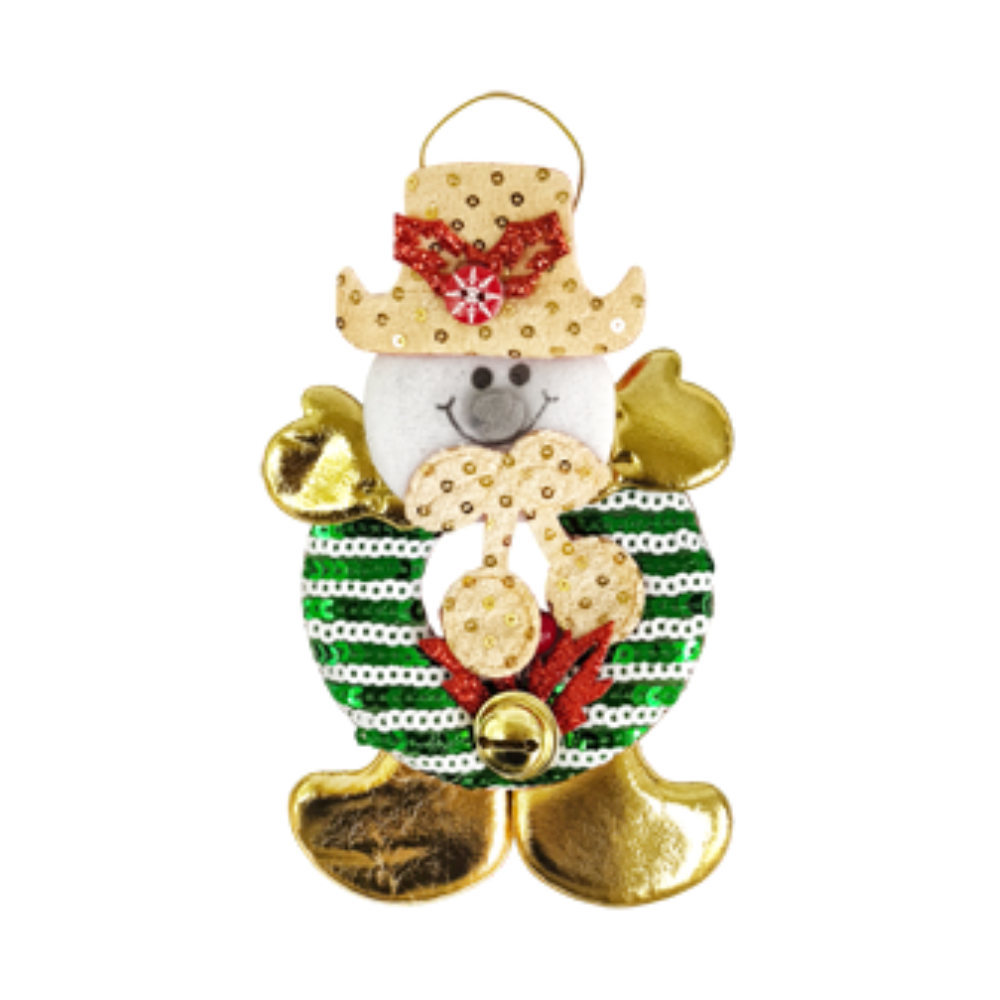 Adorno Colgante Navideño Dorado Y Verde con Lentejuela Varios Modelos Itrade