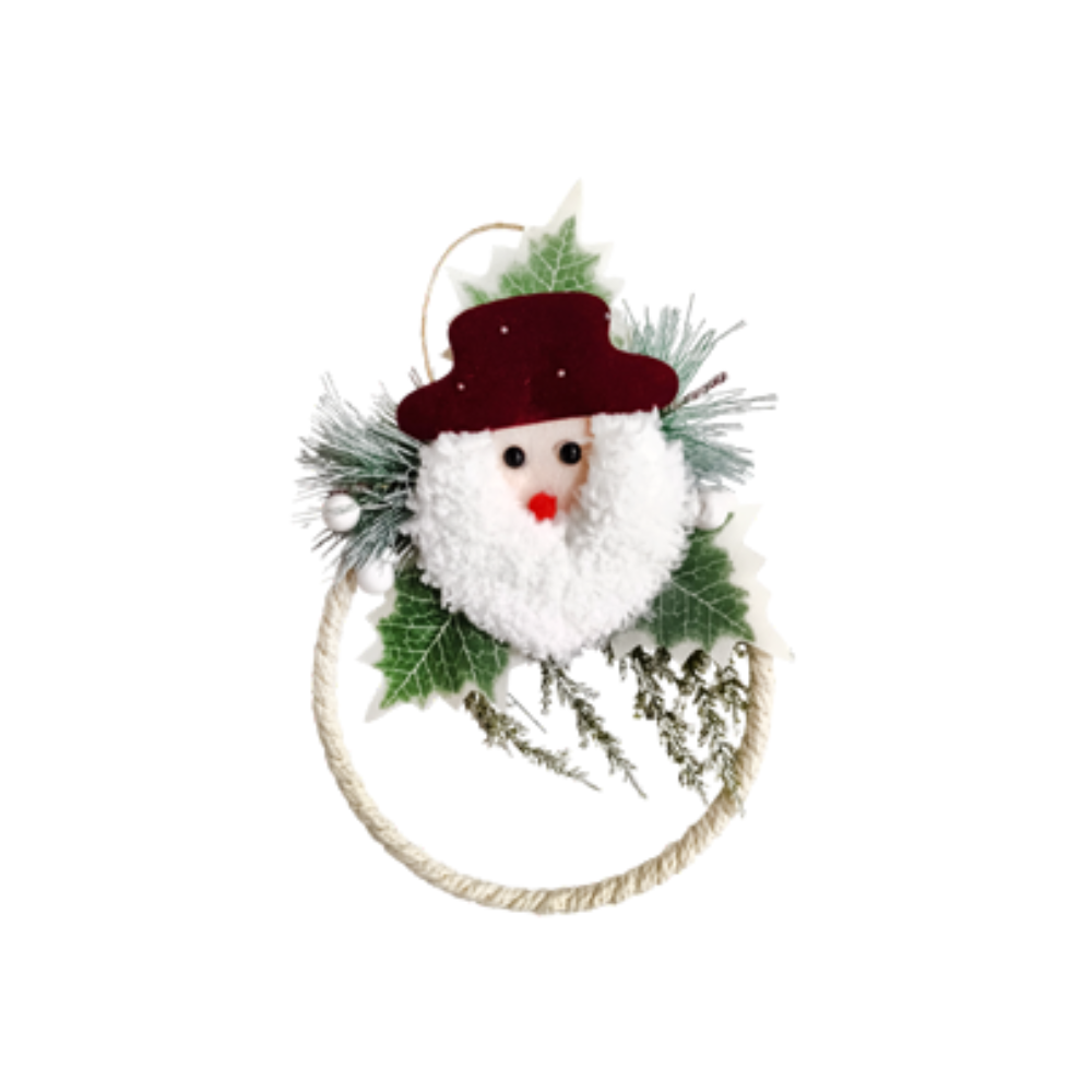 Adorno Colgante Navideño Redondo Blanco Santa Claus Itrade